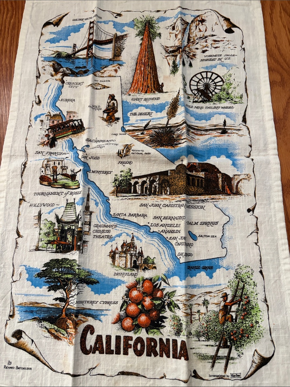 California Illustrated Tea Towel - Multi